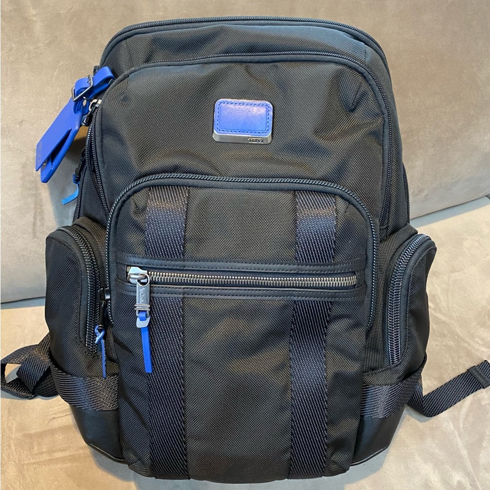 TUMI Alpha Bravo Nathan Like-New Expandable Backpack Black/Atlantic Blue